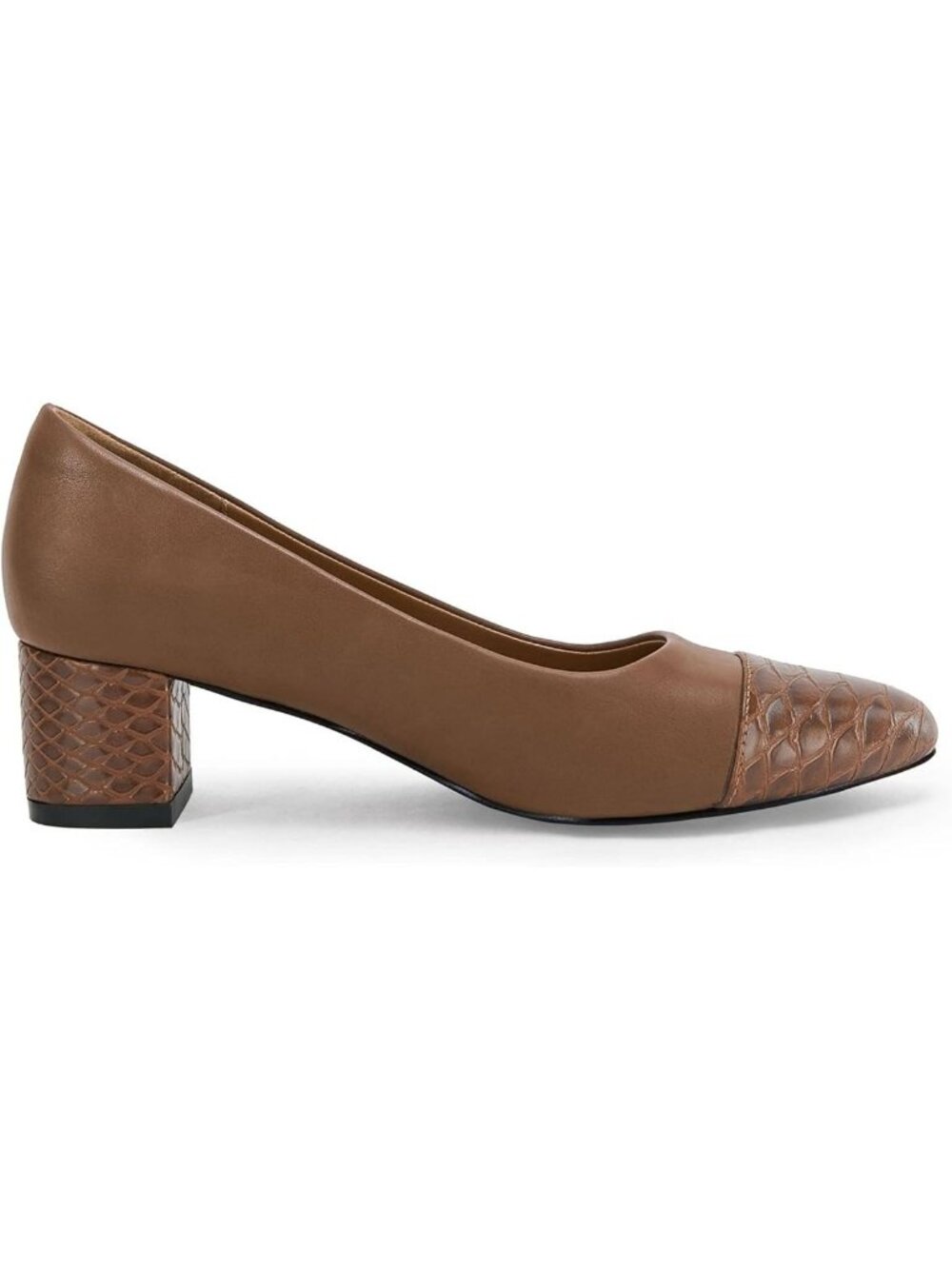 Rilista Size 7.5 Pumps Closed Toe Low Block Heel Faux Leather Snakeskin Slip-On - Picture 4 of 7